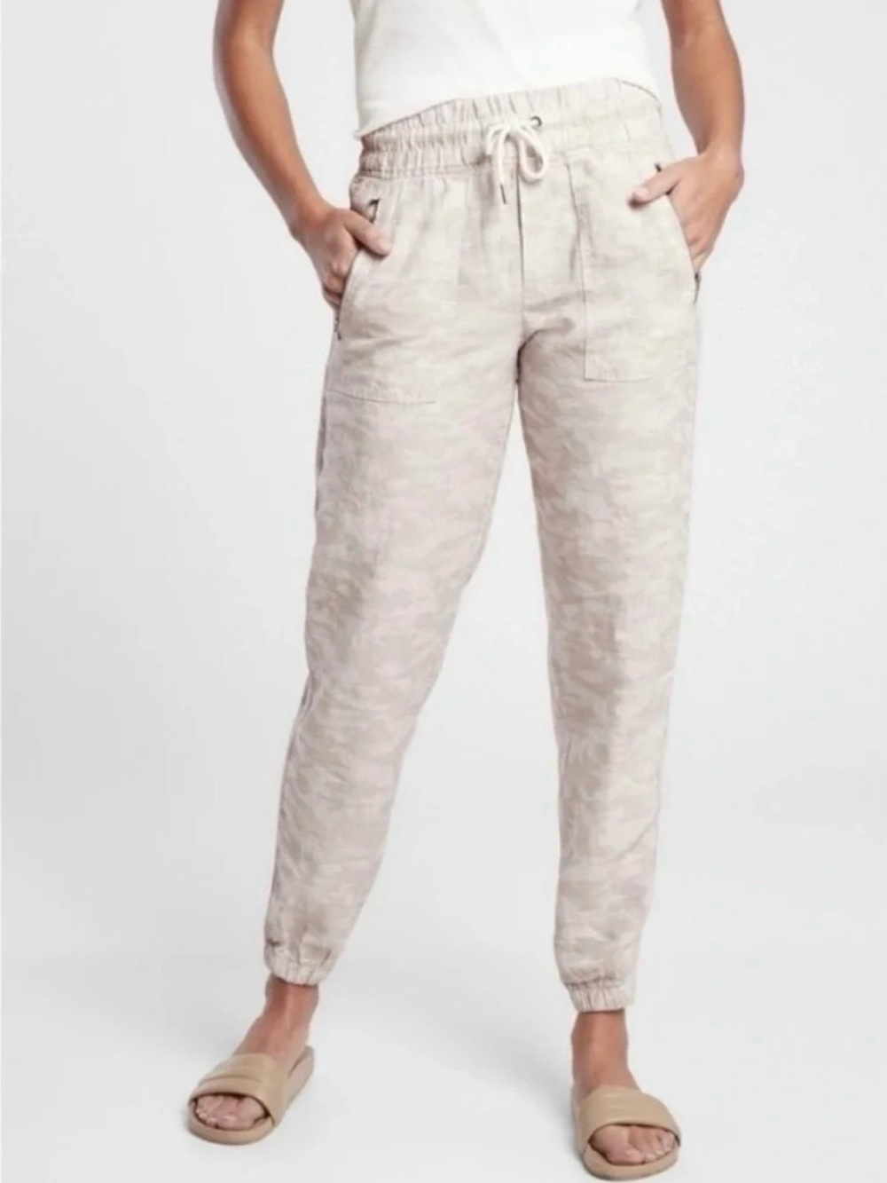 Athleta Cabo Tide Linen Joggers Sz 4